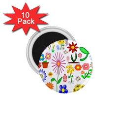 Summer Florals 1 75  Button Magnet (10 Pack)