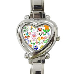 Summer Florals Heart Italian Charm Watch 