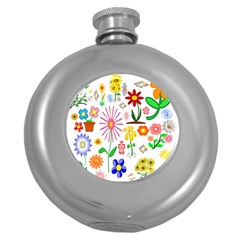 Summer Florals Hip Flask (round)