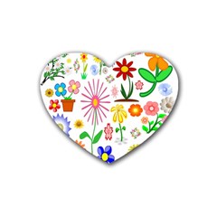 Summer Florals Drink Coasters 4 Pack (heart) 