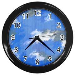 Abstract Clouds Wall Clock (black)