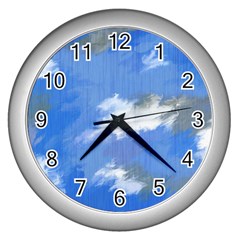 Abstract Clouds Wall Clock (silver)