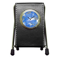 Abstract Clouds Stationery Holder Clock