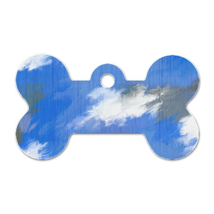 Abstract Clouds Dog Tag Bone (One Sided)