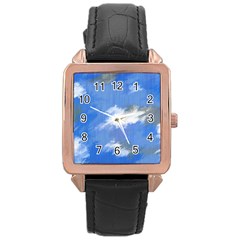 Abstract Clouds Rose Gold Leather Watch 