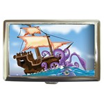 Pirate Ship Attacked By Giant Squid cartoon Cigarette Money Case Front