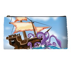 Pirate Ship Attacked By Giant Squid Cartoon Pencil Case