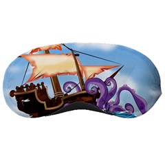 Pirate Ship Attacked By Giant Squid Cartoon Sleeping Mask by NickGreenaway