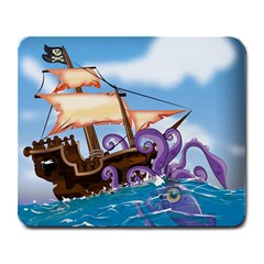 Piratepirate Ship Attacked By Giant Squid  Large Mouse Pad (rectangle) by NickGreenaway