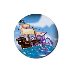 Piratepirate Ship Attacked By Giant Squid  Drink Coasters 4 Pack (round) by NickGreenaway