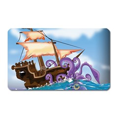 Piratepirate Ship Attacked By Giant Squid  Magnet (rectangular)