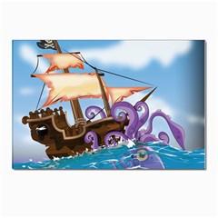 Piratepirate Ship Attacked By Giant Squid  Postcard 4 x 6  (10 Pack)