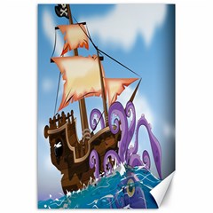 Piratepirate Ship Attacked By Giant Squid  Canvas 24  X 36  (unframed)