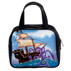 Piratepirate Ship Attacked By Giant Squid  Classic Handbag (two Sides)