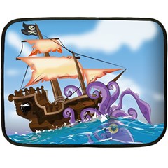 Piratepirate Ship Attacked By Giant Squid  Mini Fleece Blanket (two Sided) by NickGreenaway