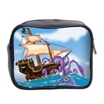 PiratePirate Ship Attacked By Giant Squid  Mini Travel Toiletry Bag (Two Sides) Back