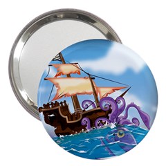 Piratepirate Ship Attacked By Giant Squid  3  Handbag Mirror