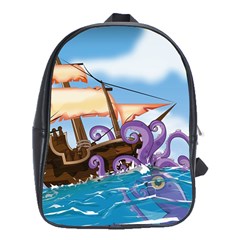 Piratepirate Ship Attacked By Giant Squid  School Bag (xl)