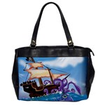 Pirate Ship Attacked By Giant Squid cartoon. Oversize Office Handbag (One Side) Front