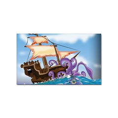 Pirate Ship Attacked By Giant Squid Cartoon  Sticker 10 Pack (rectangle) by NickGreenaway