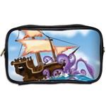 Pirate Ship Attacked By Giant Squid cartoon. Travel Toiletry Bag (Two Sides) Back