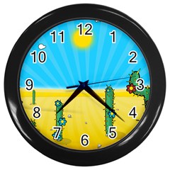 Cactus Wall Clock (black) by NickGreenaway