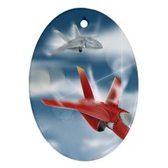 America Jet Fighter Air Force Oval Ornament