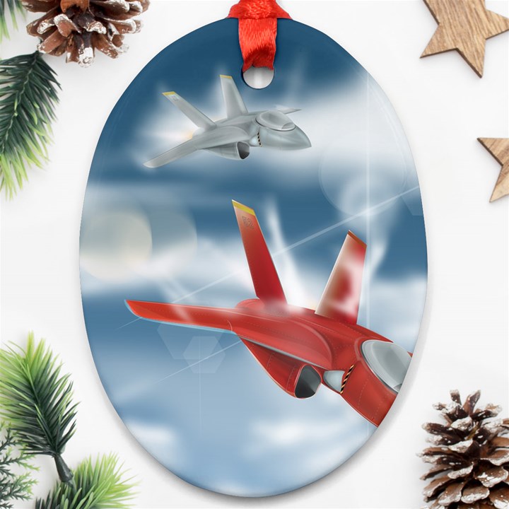 America Jet fighter Air Force Oval Ornament