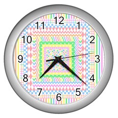 Layered Pastels Wall Clock (silver) by StuffOrSomething