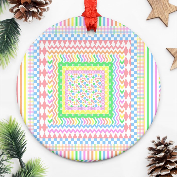 Layered Pastels Round Ornament (Two Sides)