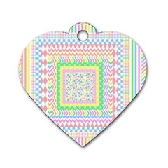 Layered Pastels Dog Tag Heart (one Sided) 