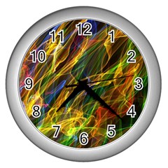 Colourful Flames  Wall Clock (silver)