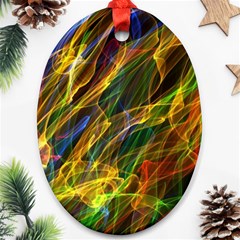 Colourful Flames  Oval Ornament (two Sides) by Colorfulart23