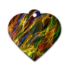 Colourful Flames  Dog Tag Heart (one Sided)  by Colorfulart23