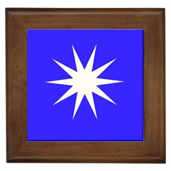 Deep Blue And White Star Framed Ceramic Tile