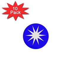 Deep Blue And White Star 1  Mini Button (10 Pack) by Colorfulart23