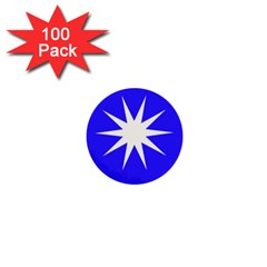 Deep Blue And White Star 1  Mini Button (100 Pack) by Colorfulart23