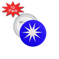 Deep Blue And White Star 1 75  Button (10 Pack)