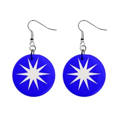 Deep Blue And White Star Mini Button Earrings by Colorfulart23