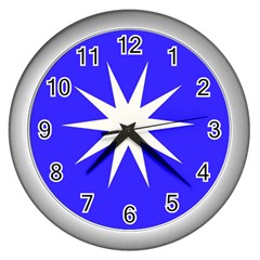 Deep Blue And White Star Wall Clock (silver)