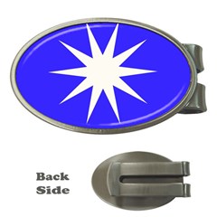 Deep Blue And White Star Money Clip (oval)