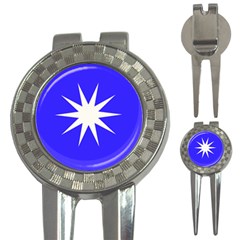 Deep Blue And White Star Golf Pitchfork & Ball Marker