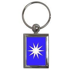 Deep Blue And White Star Key Chain (rectangle)