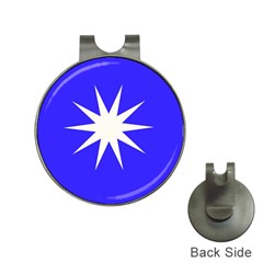 Deep Blue And White Star Hat Clip With Golf Ball Marker