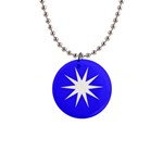 Deep Blue And White Star Button Necklace Front