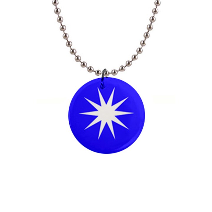 Deep Blue And White Star Button Necklace