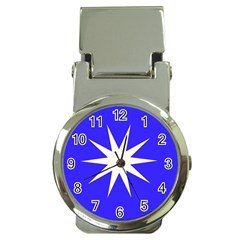 Deep Blue And White Star Money Clip With Watch by Colorfulart23