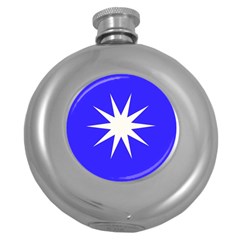 Deep Blue And White Star Hip Flask (round) by Colorfulart23