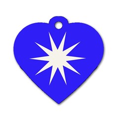 Deep Blue And White Star Dog Tag Heart (one Sided) 