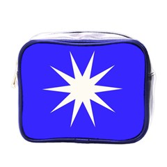 Deep Blue And White Star Mini Travel Toiletry Bag (one Side)